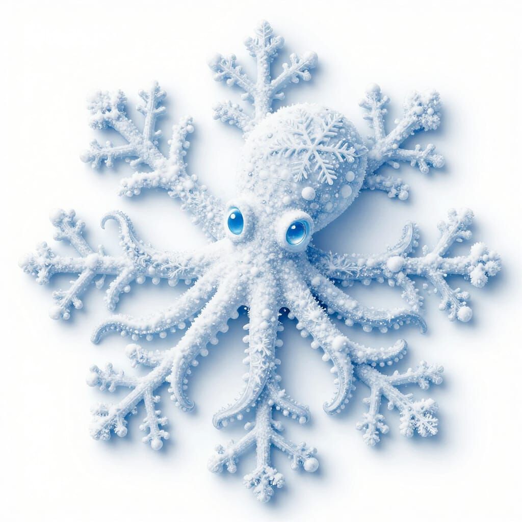 Intricate Octopus Sculpture Made of Snowflakes