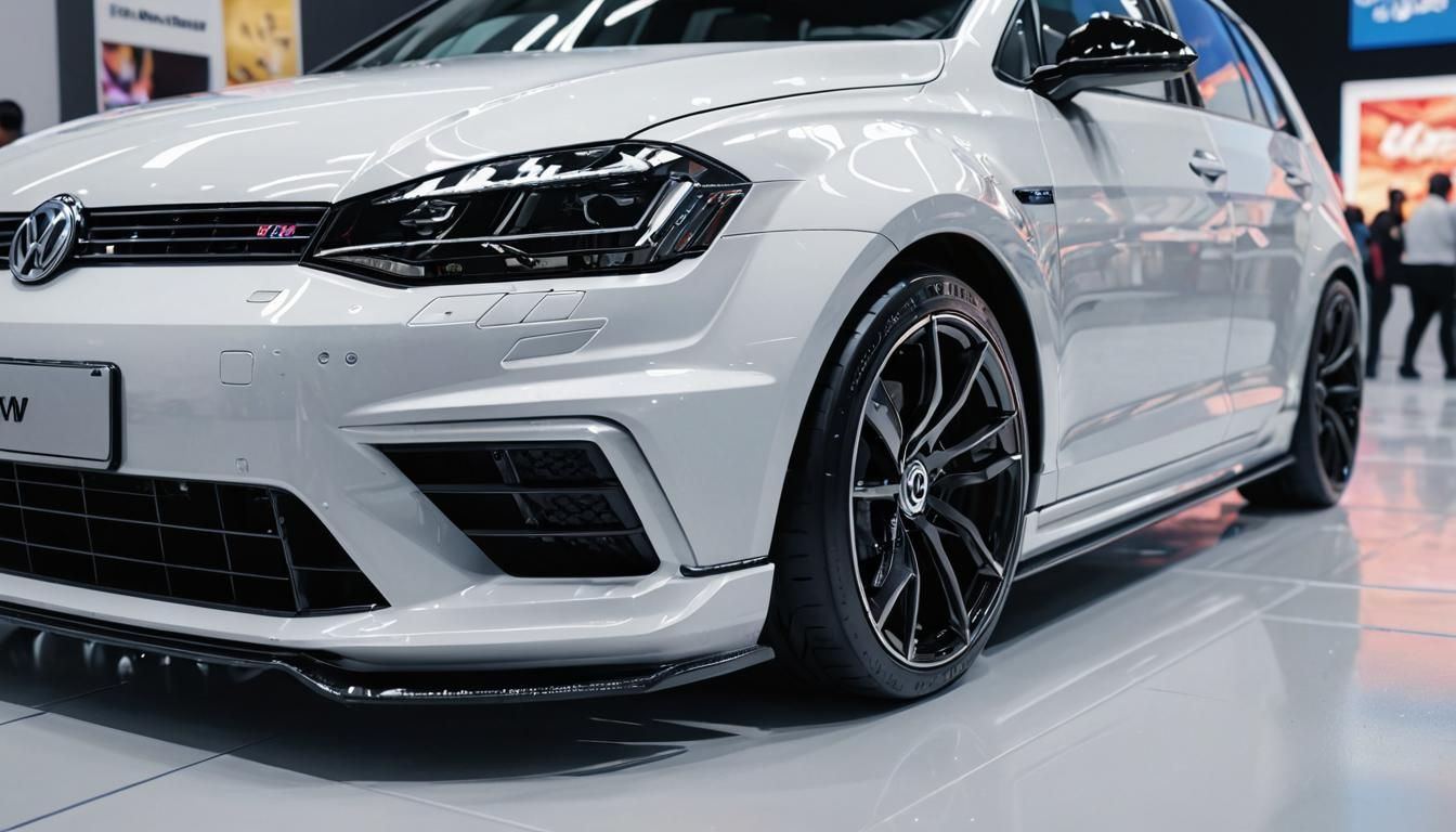 White Widebody VW Golf 7R Variant in Vivid Digital Art