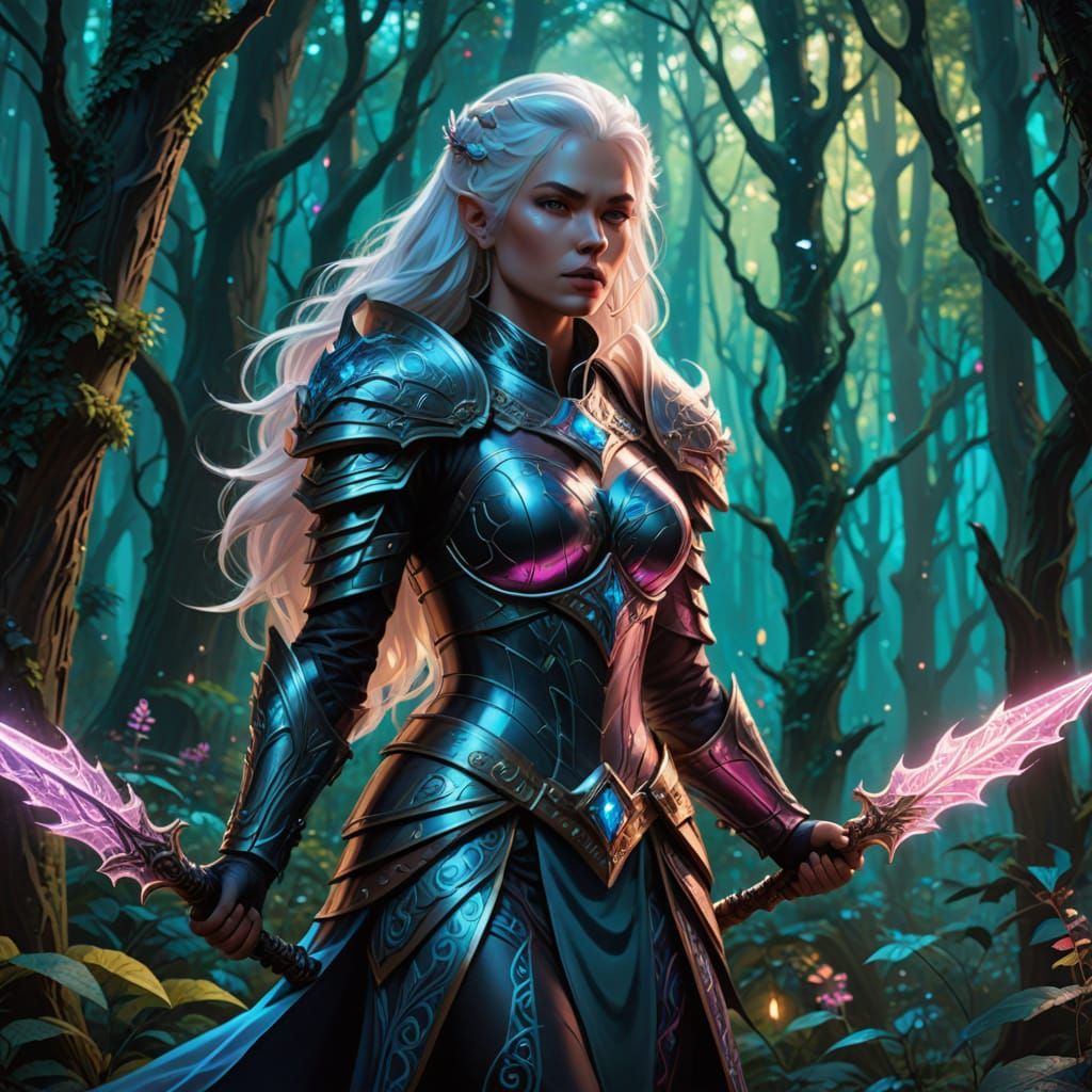 Werewolf Warrior in Holographic Forest