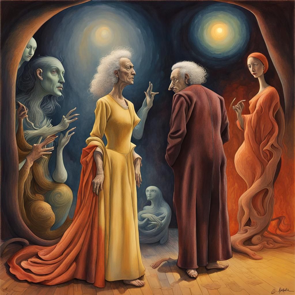 Surreal Dreamscape in Watercolor Style with Dramatic Lightin...