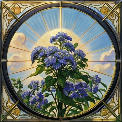 Stained Glass Window in Art Nouveau Style