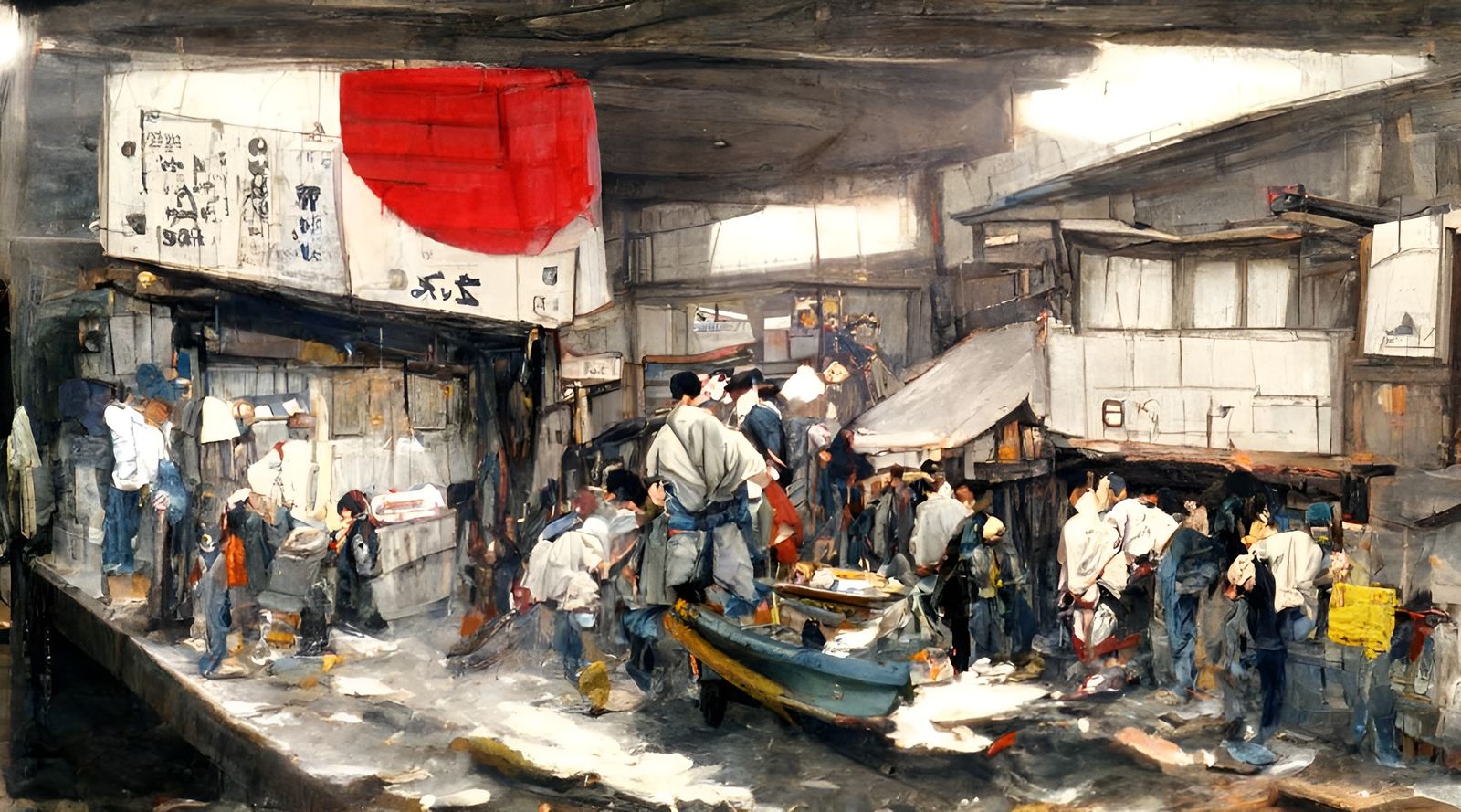 Japanese Ukiyo-e Style Landscape Scene