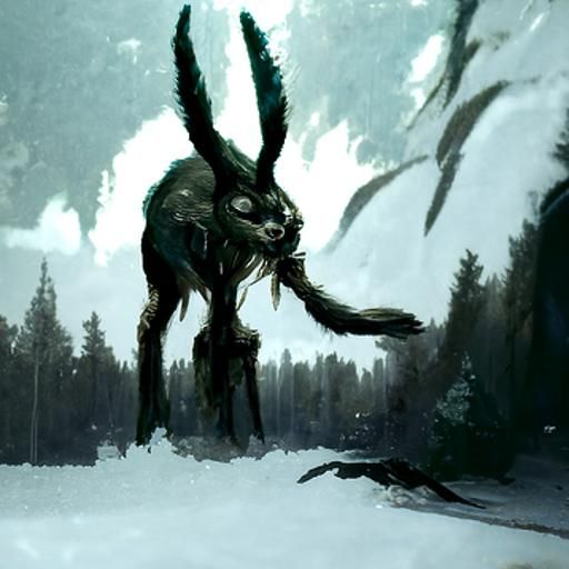 Sinister Jackalope in Dark Fantasy Style