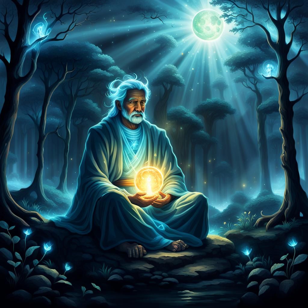 Glowing Mind: A Mystical Legend Illustration