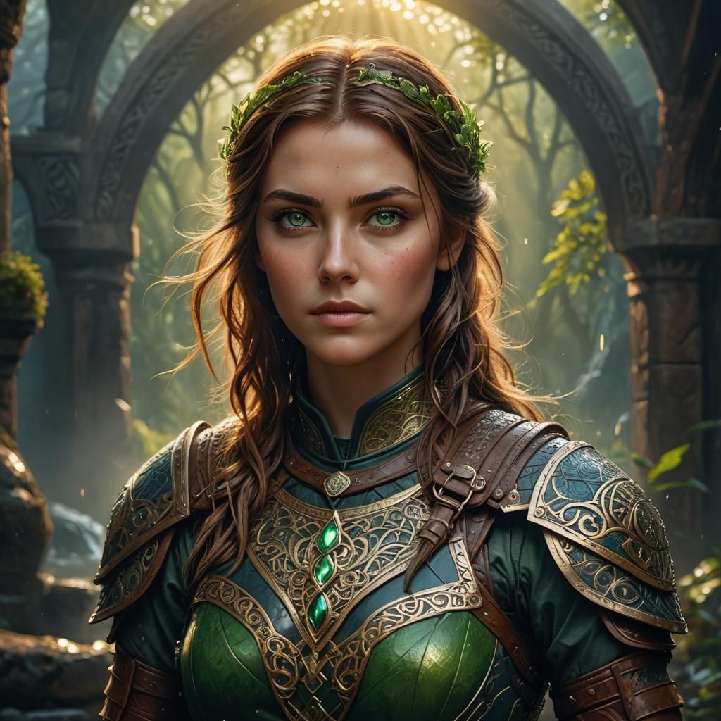 Celtic Girl with Green Eyes Fantasy Art
