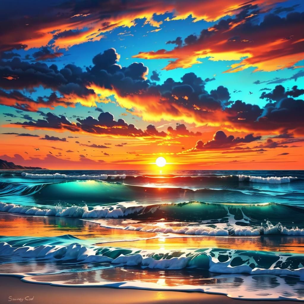 Stunning Ocean Sunset at Twilight