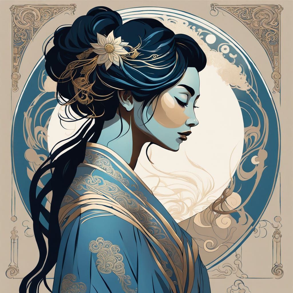 Fantasy Goddess in Profile, Embodied Serenity