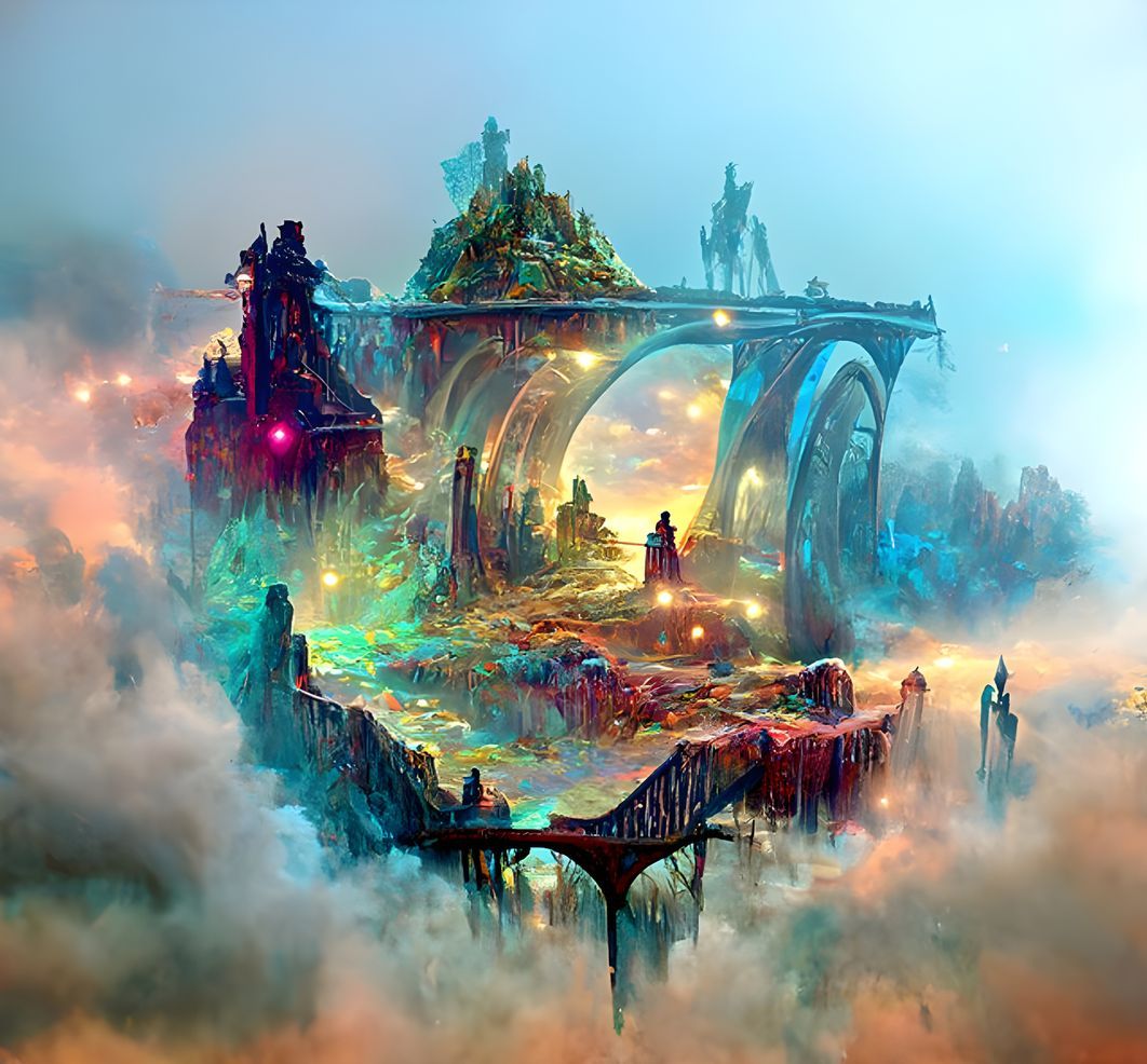 Magic Ancient Bridge in Surreal Digital Painting