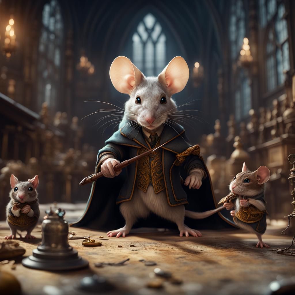 Magical Mice Battle Cat in Digital Painting