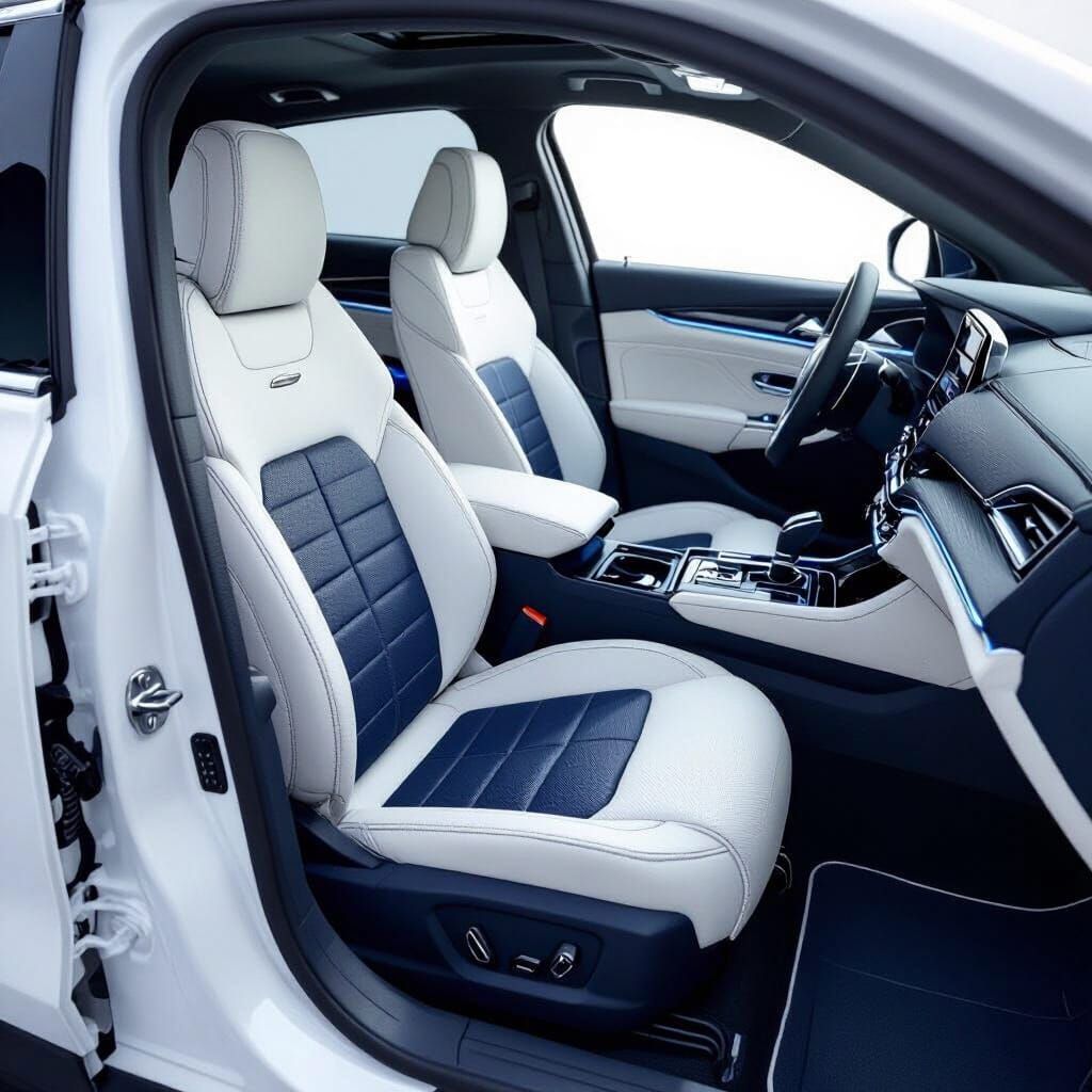 2026 Chevrolet Optra Interior: Navy & Pearl White Leather De...