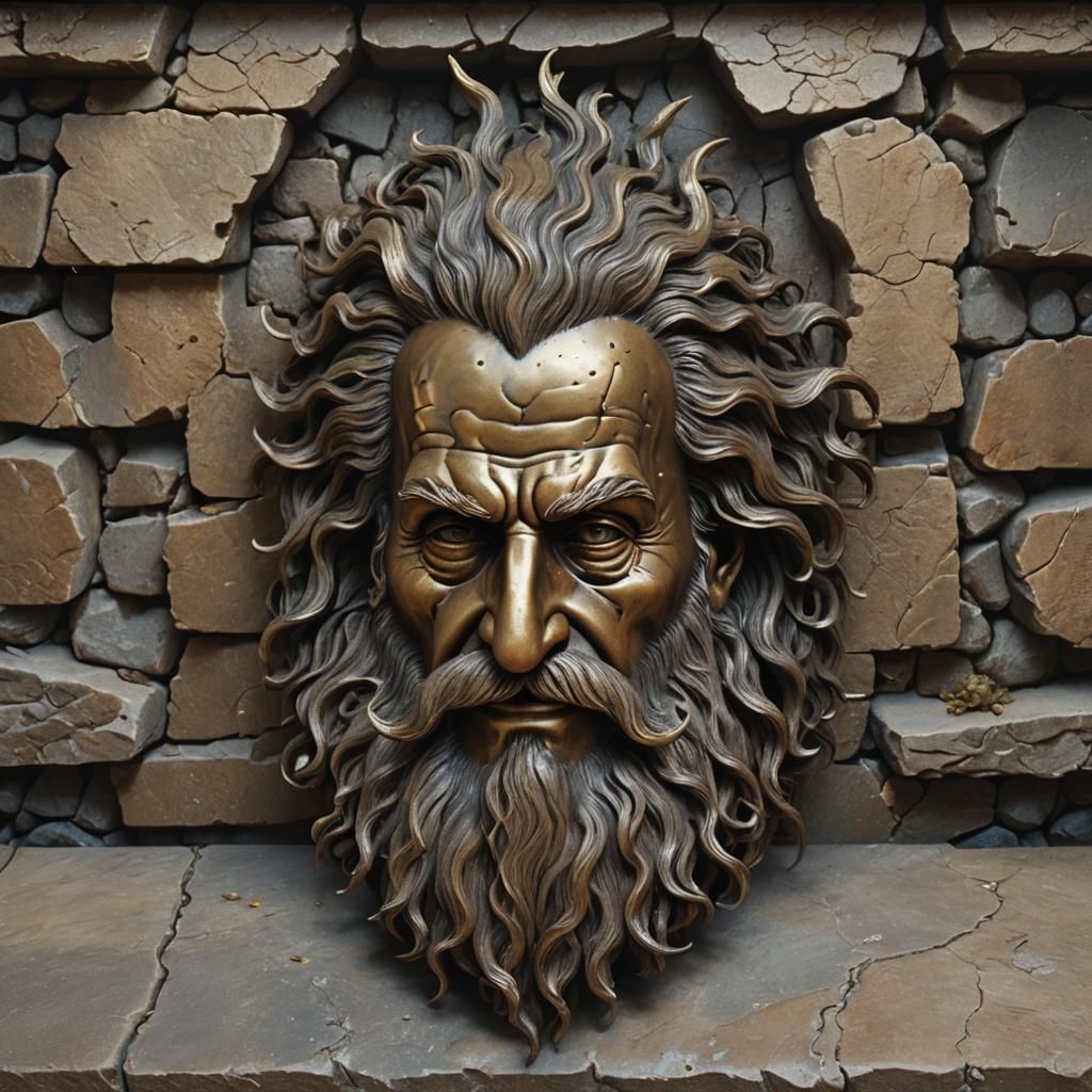 Bronze Mask of Grinning Old Man