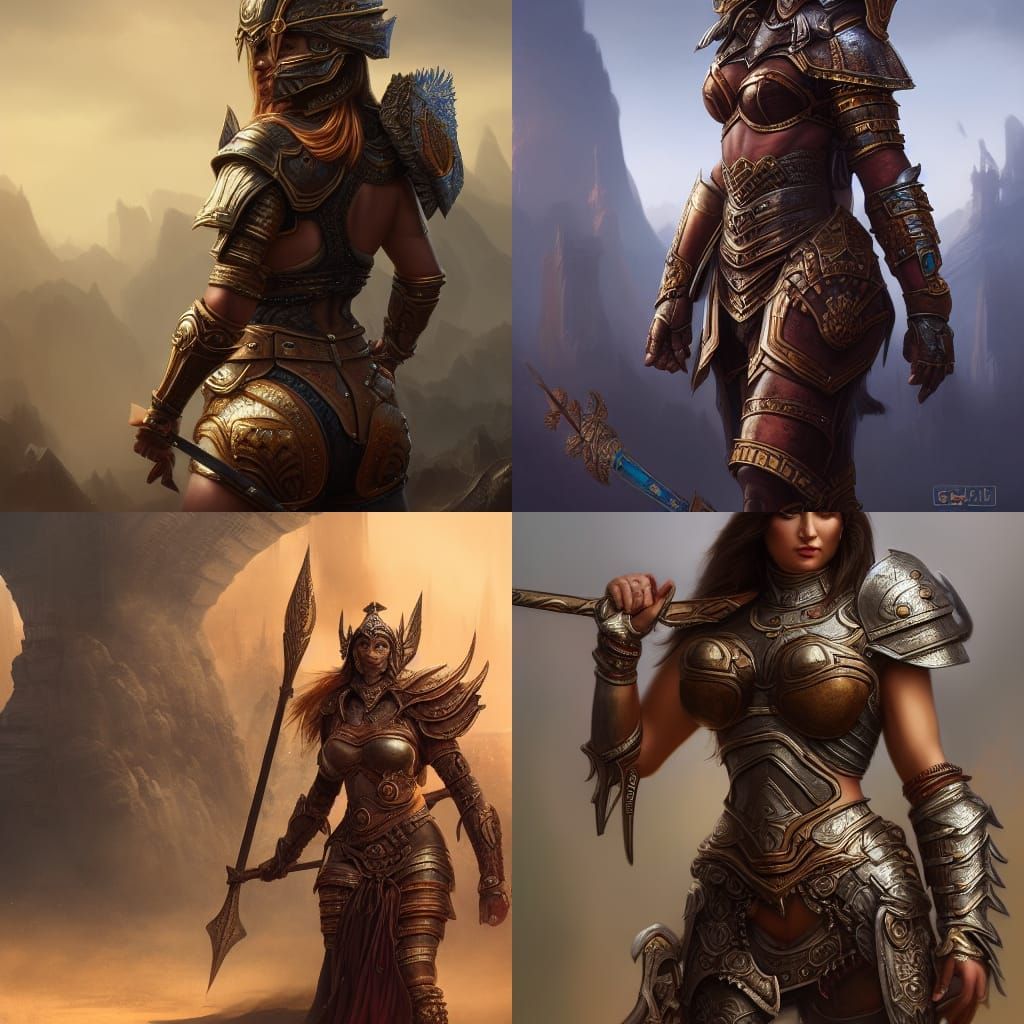 Fantasy Female Warrior in Detailed Matte Painting