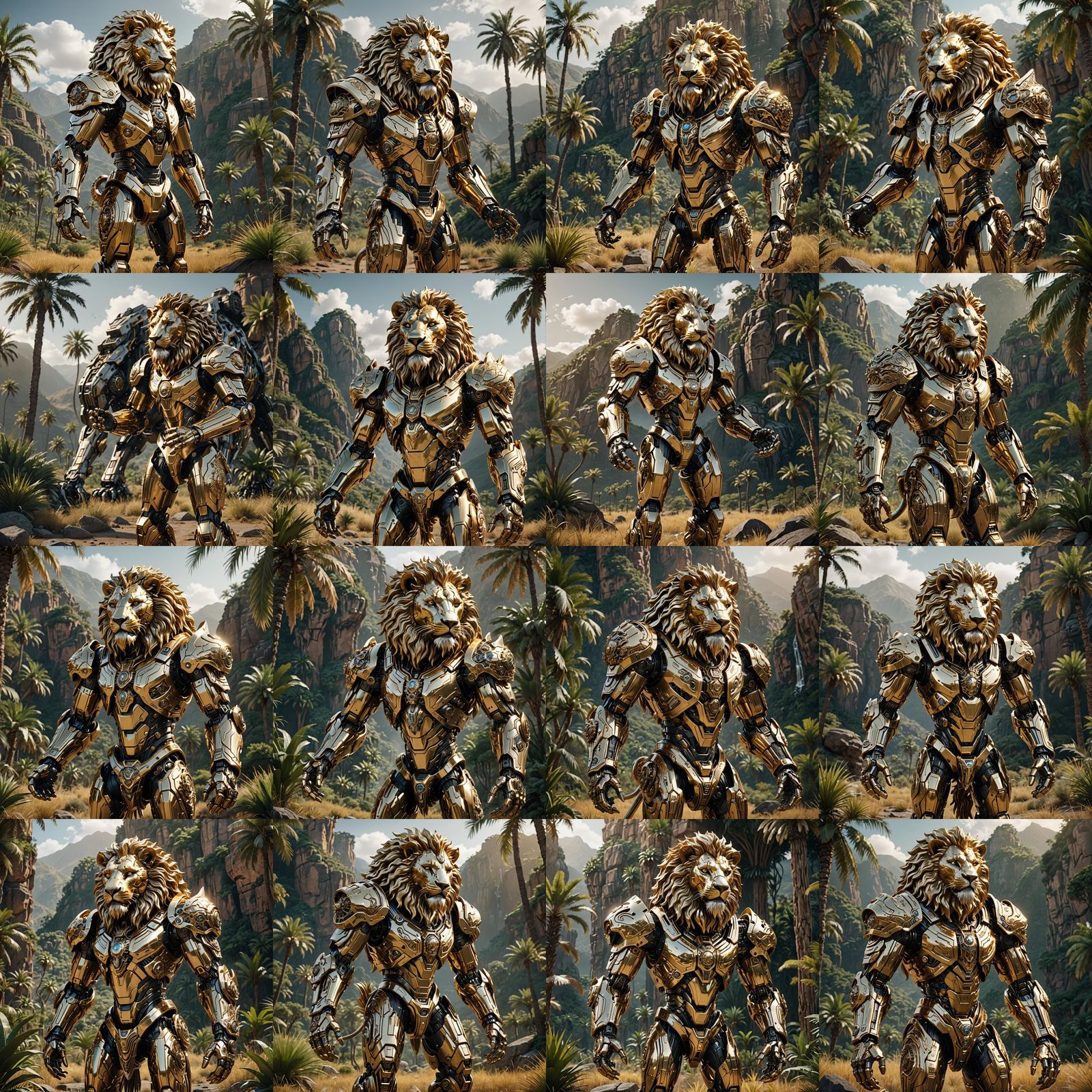 Lion Hybrid Humanoid Praying in Valley: Sci-Fi Art