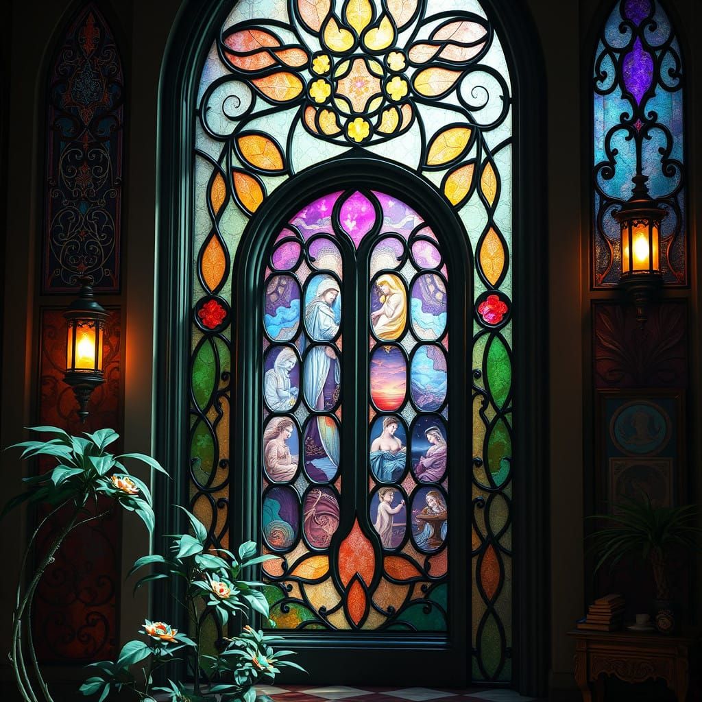 Pastel Art Deco Fantasy Widow in Detailed Matte Painting