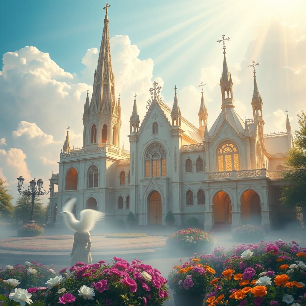 Heavenly Mansions in Elysian Paradise, Awe-Inspiring Digital...