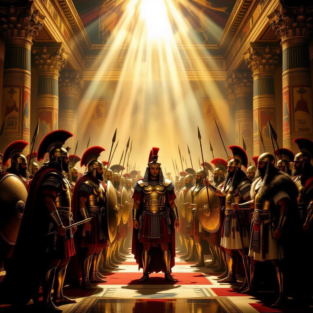 Divine Light Illuminates Historical Warriors in Epic Paintin...