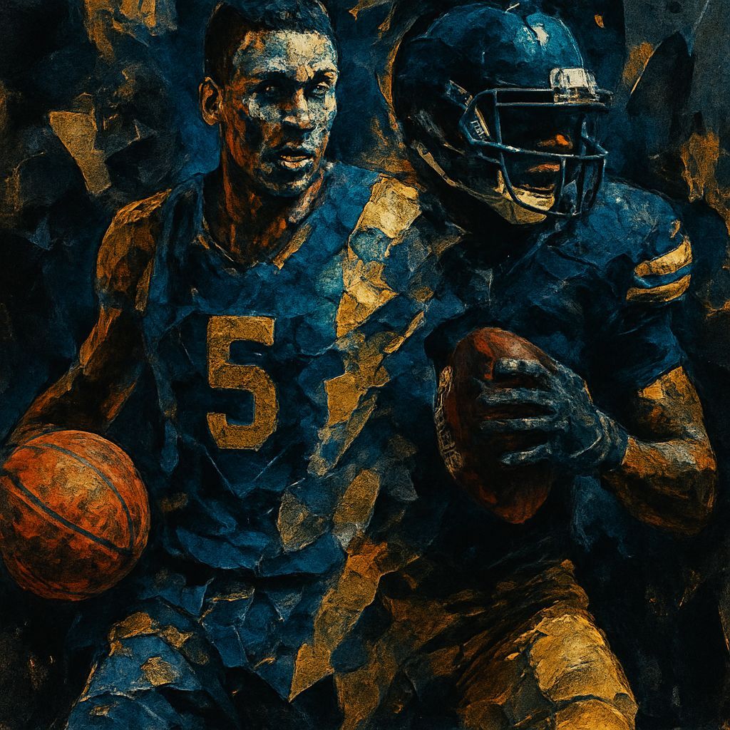 Mixed Media Collage of Merged Sports Figures