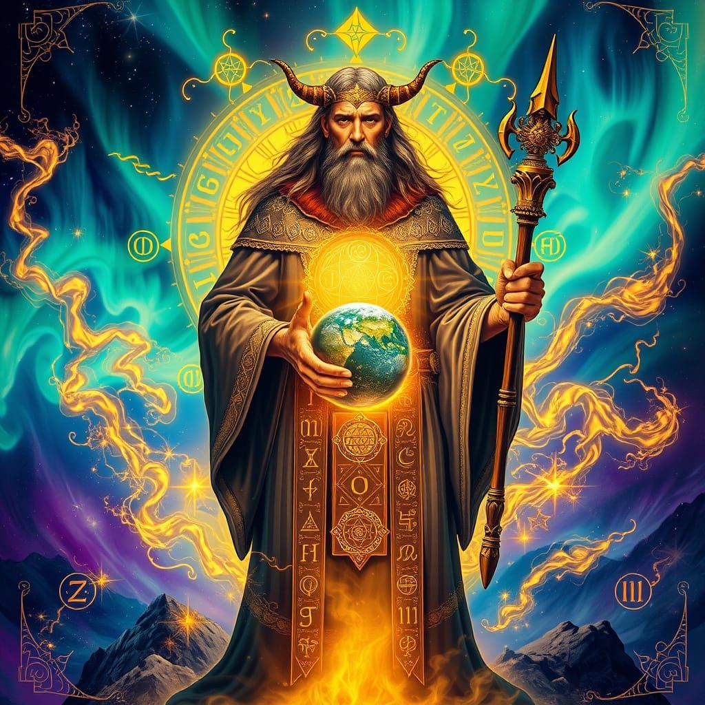 Shamanic Alchemist in Cosmic Aurora Nexus