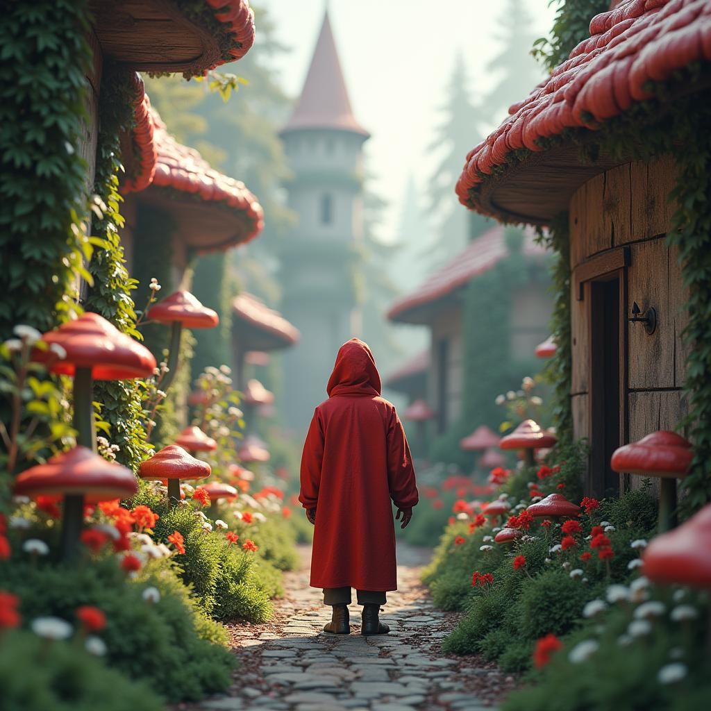 Mario in Mushroom Kingdom: Detailed Matte Painting