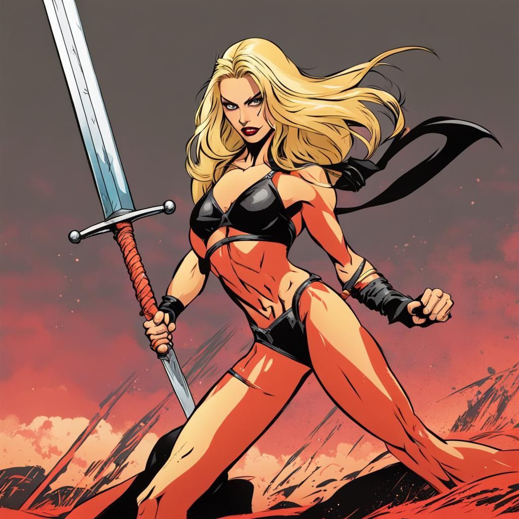 Blonde Supervillain with Sword Bikini