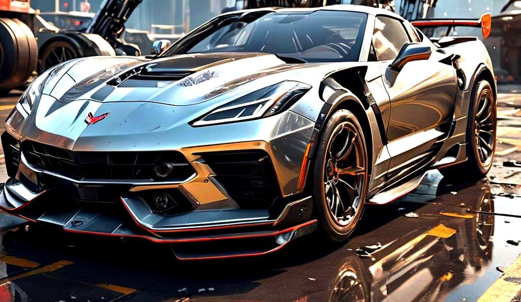 Futuristic Chevrolet Corvette with Intricate Mech Details