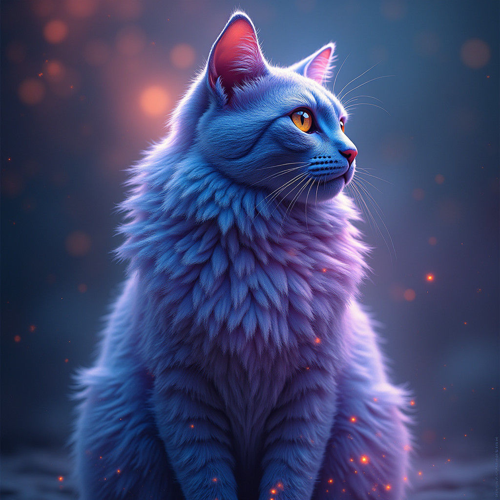 Cosmic Galaxy Cat: Ethereal Feline in Matte Painting Style