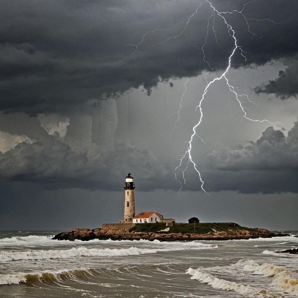 Lighthouse in Stormy Weather