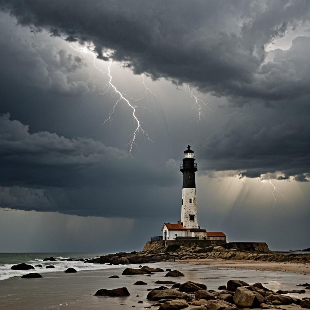 Lighthouse in Stormy Weather
