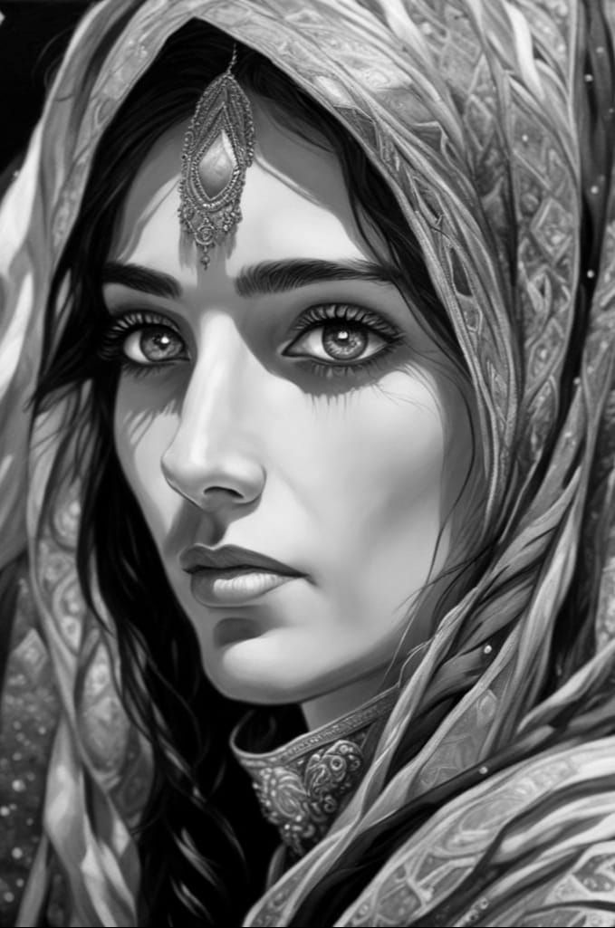 Mysterious Arabian Woman in Pre-Raphaelite Style