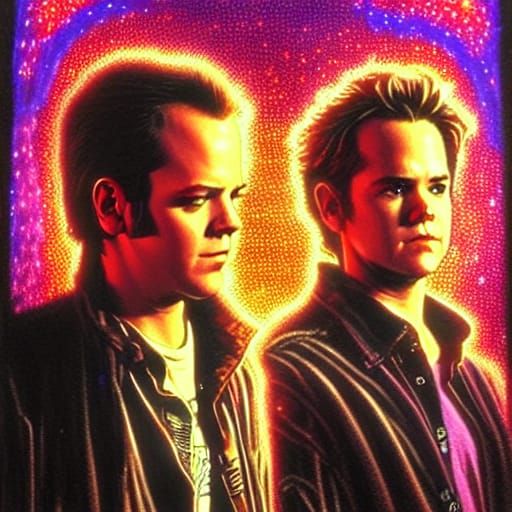 Hyperrealistic Neon Nightclub Portrait of Young Actors
