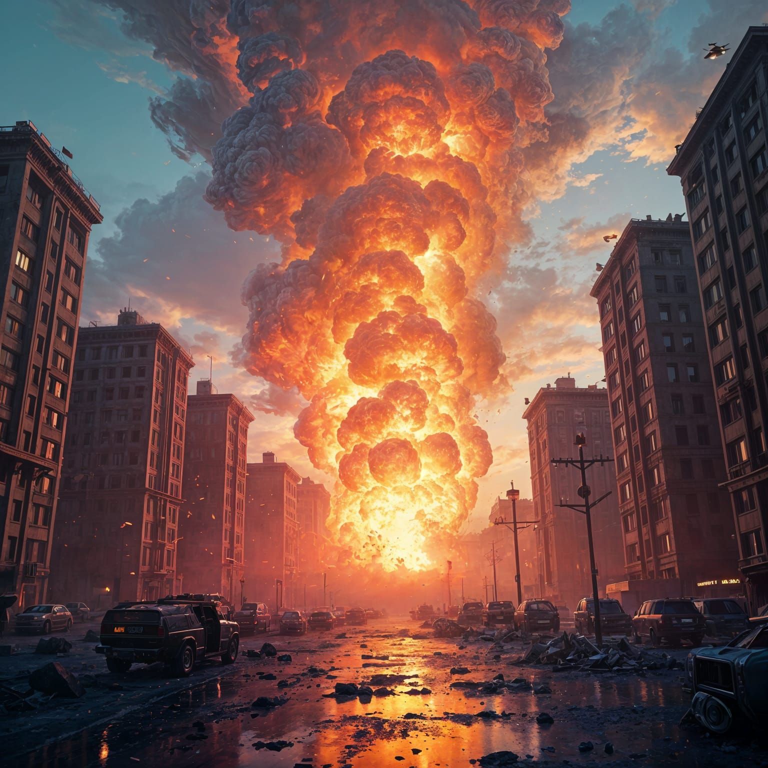 City Destroyed by Exploding Radio: Matte Painting