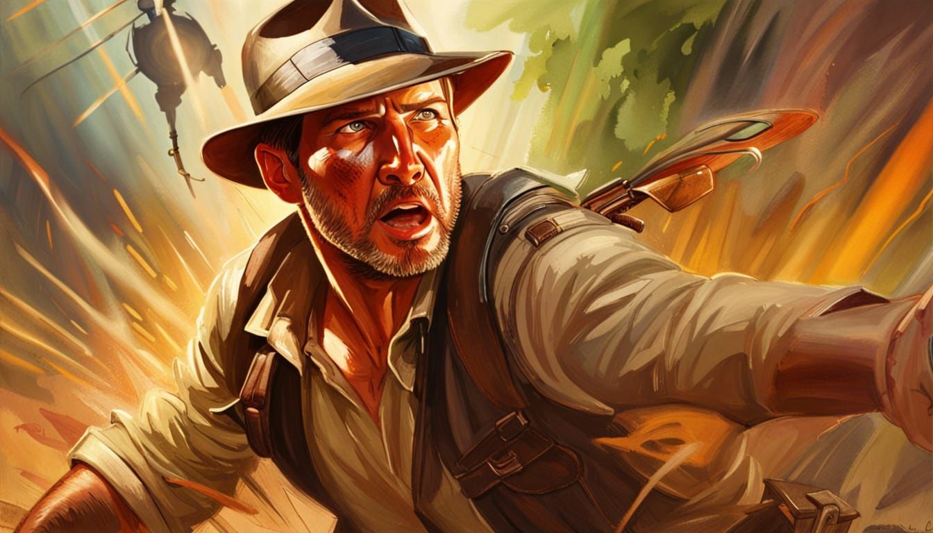 Indiana Jones in Hyperrealistic Battle Scene