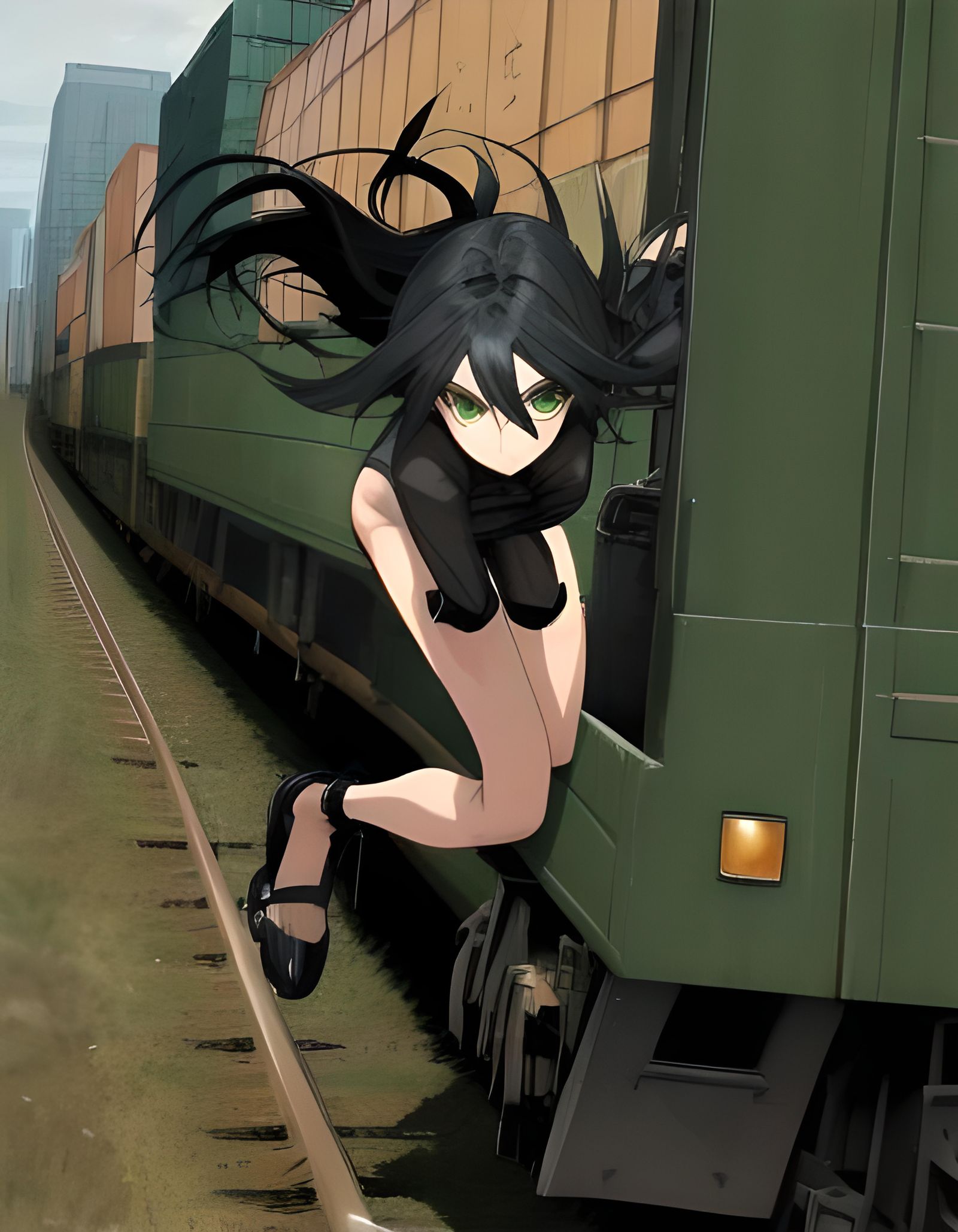 Anime Girl Rides a Freight Train