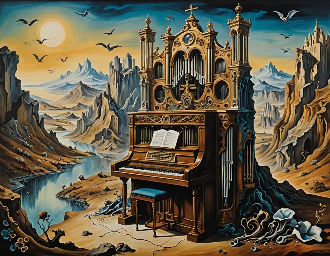 Phantom of the Opera in Surrealist Landscape