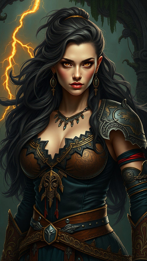 Fierce Warrior Woman in Fantasy Setting