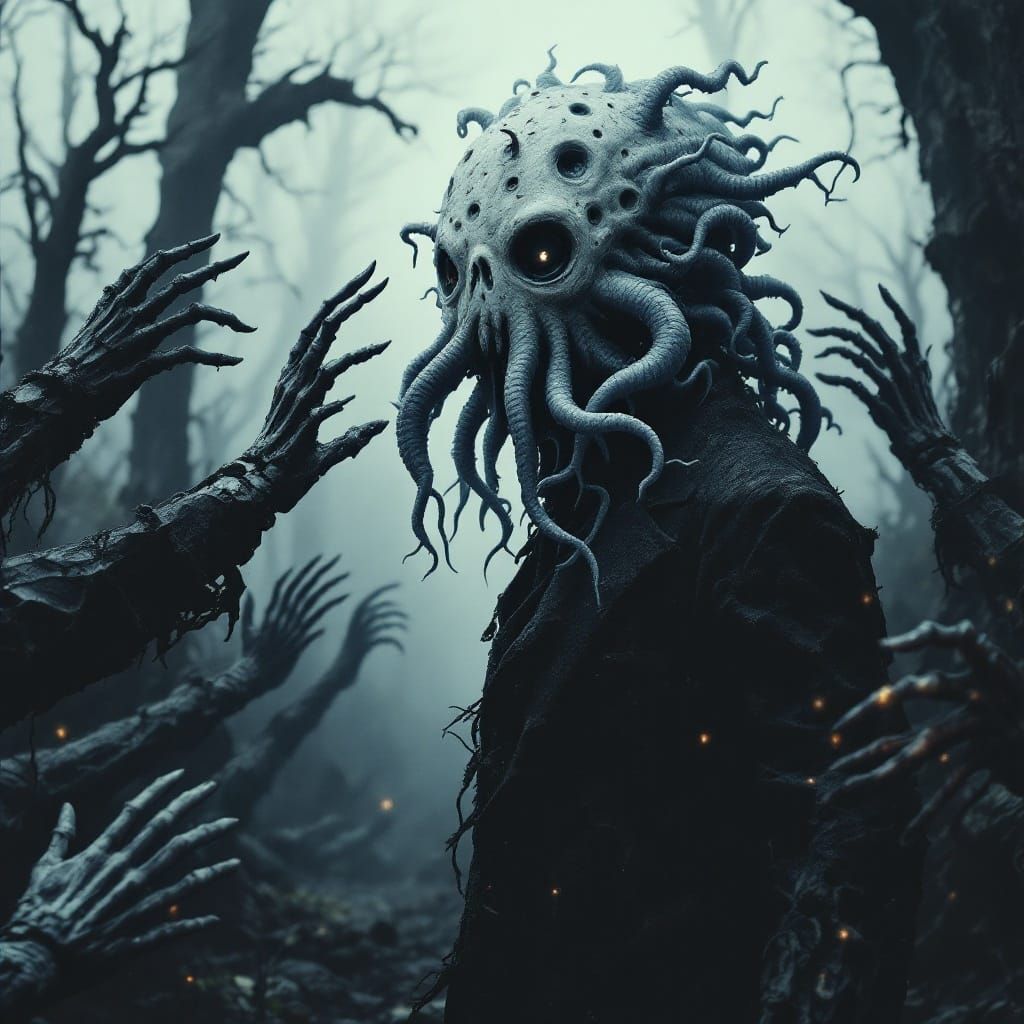 A Dreamozoan Mask Envelops a Weathered Old Man in a Grimdark...