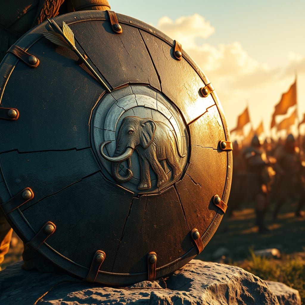 Ancient Mammoth Warrior's Shield in Battle