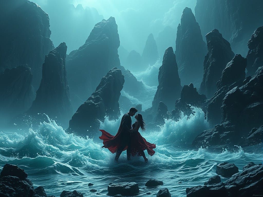 Surreal Sea Goddess in Epic Digital Landscape