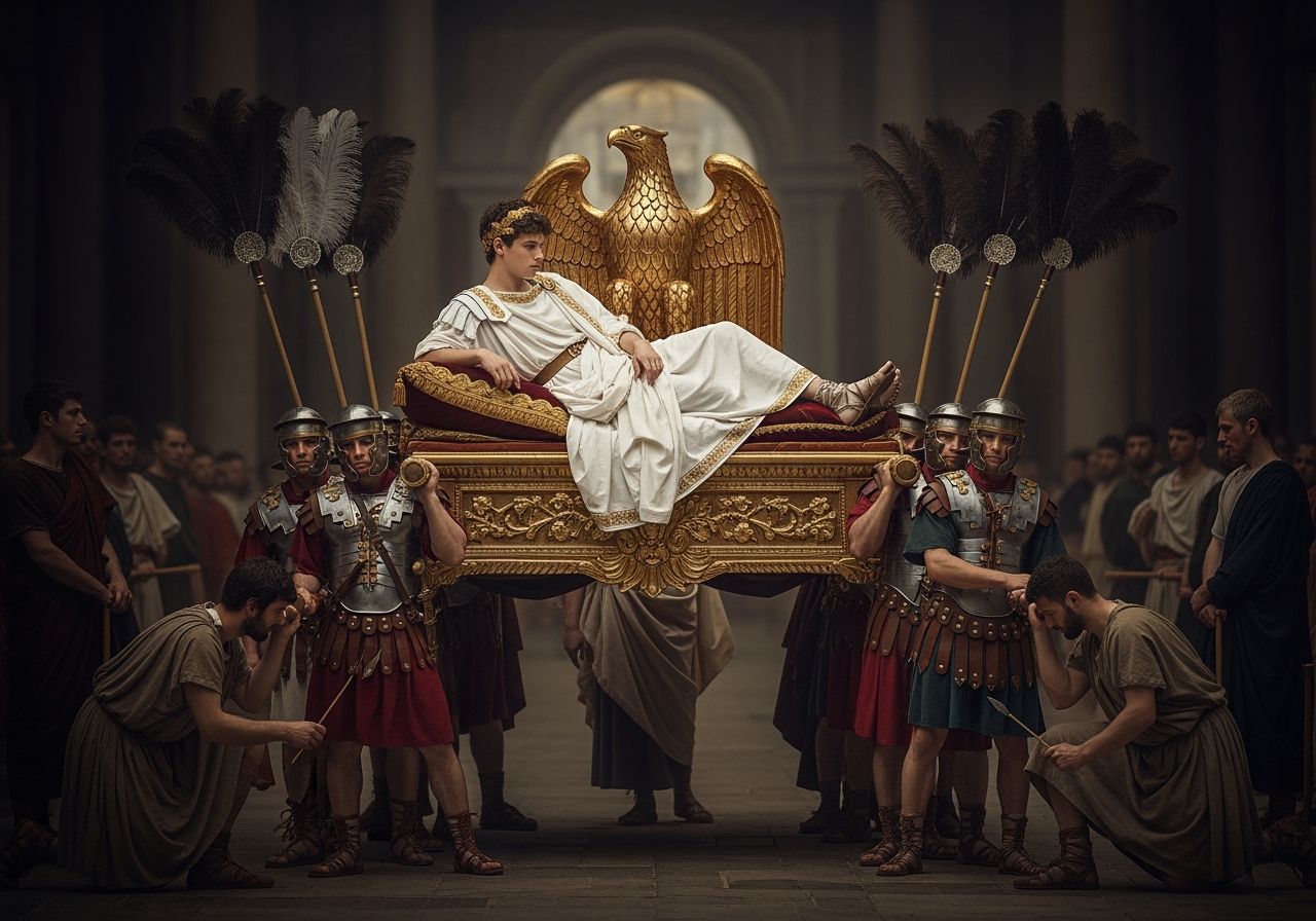 Young Roman Emperor on Golden Litter, Baroque Style