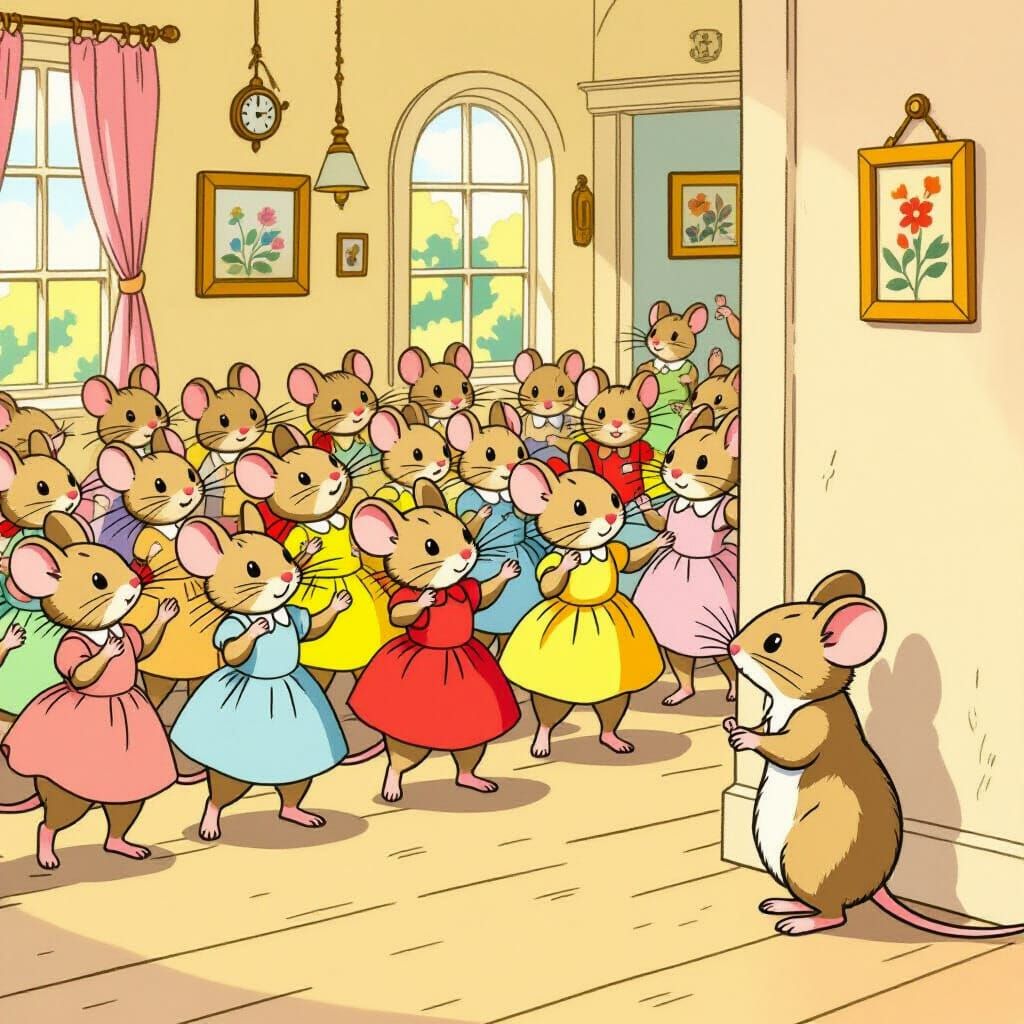 Mice Dancing, Inspired by Beatrix Potter and Miyazaki