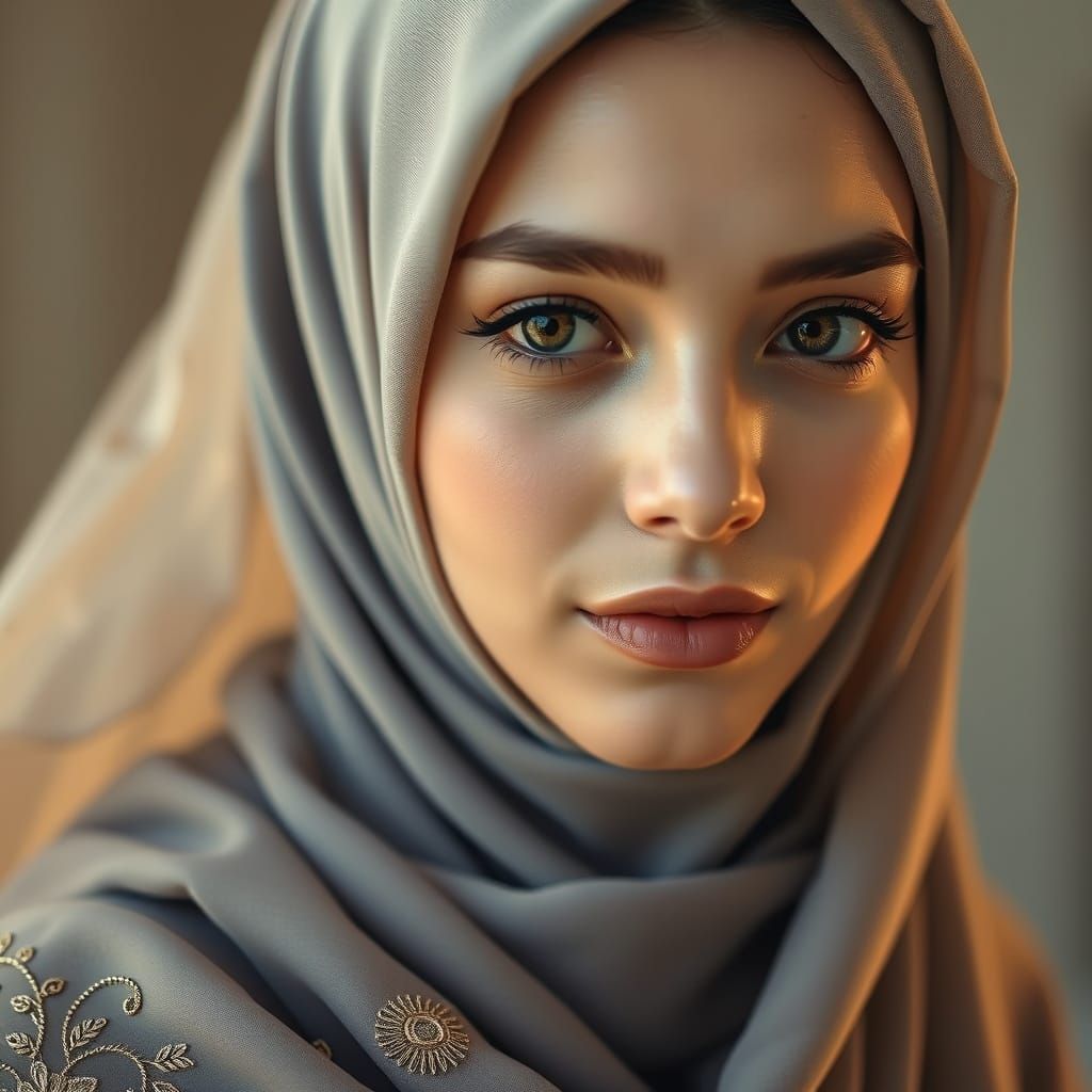 Serene Muslim Woman in Ethereal Lighting