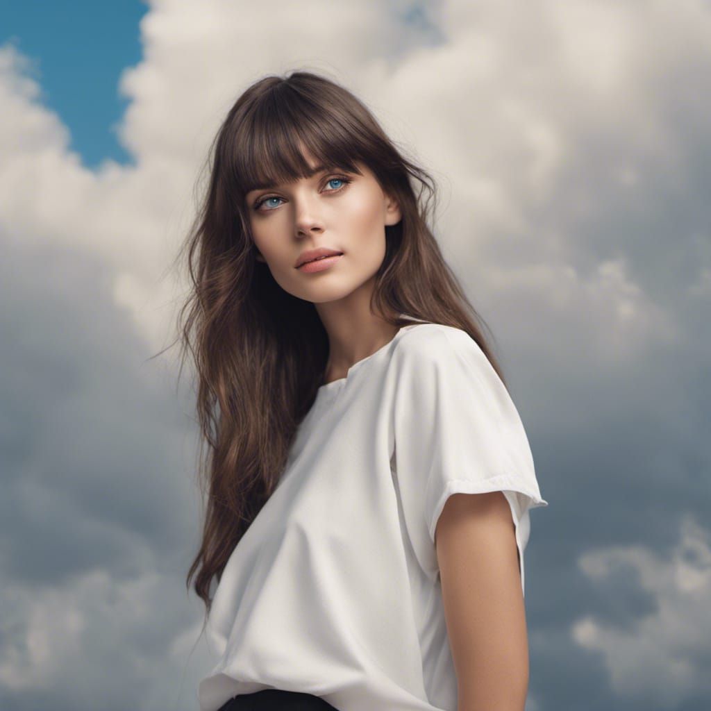 Attractive Brunette Girl Portrait in Ultra-Realistic Style