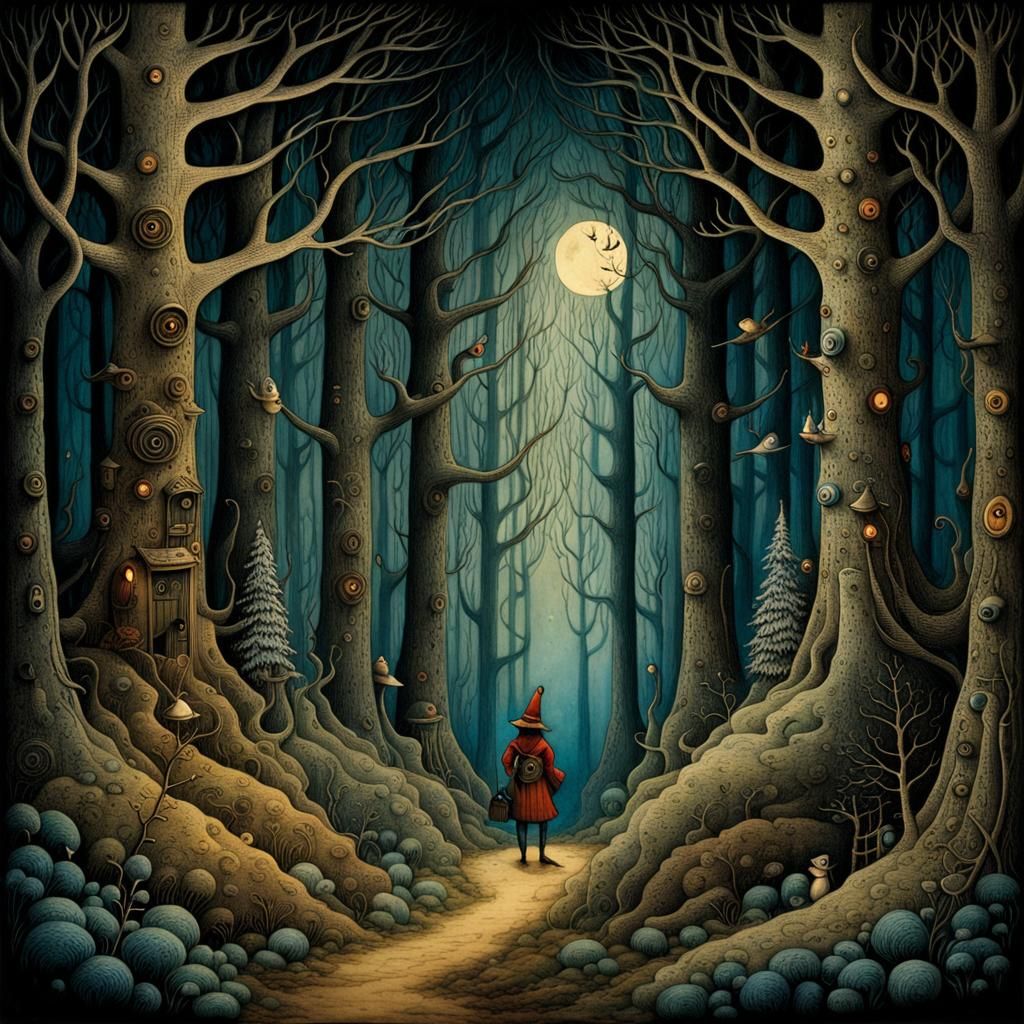 Robbers in Forest: Intricate Detailed Illustration