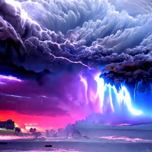 Psychedelic Lightning Storm Landscape in Hyperrealism Style