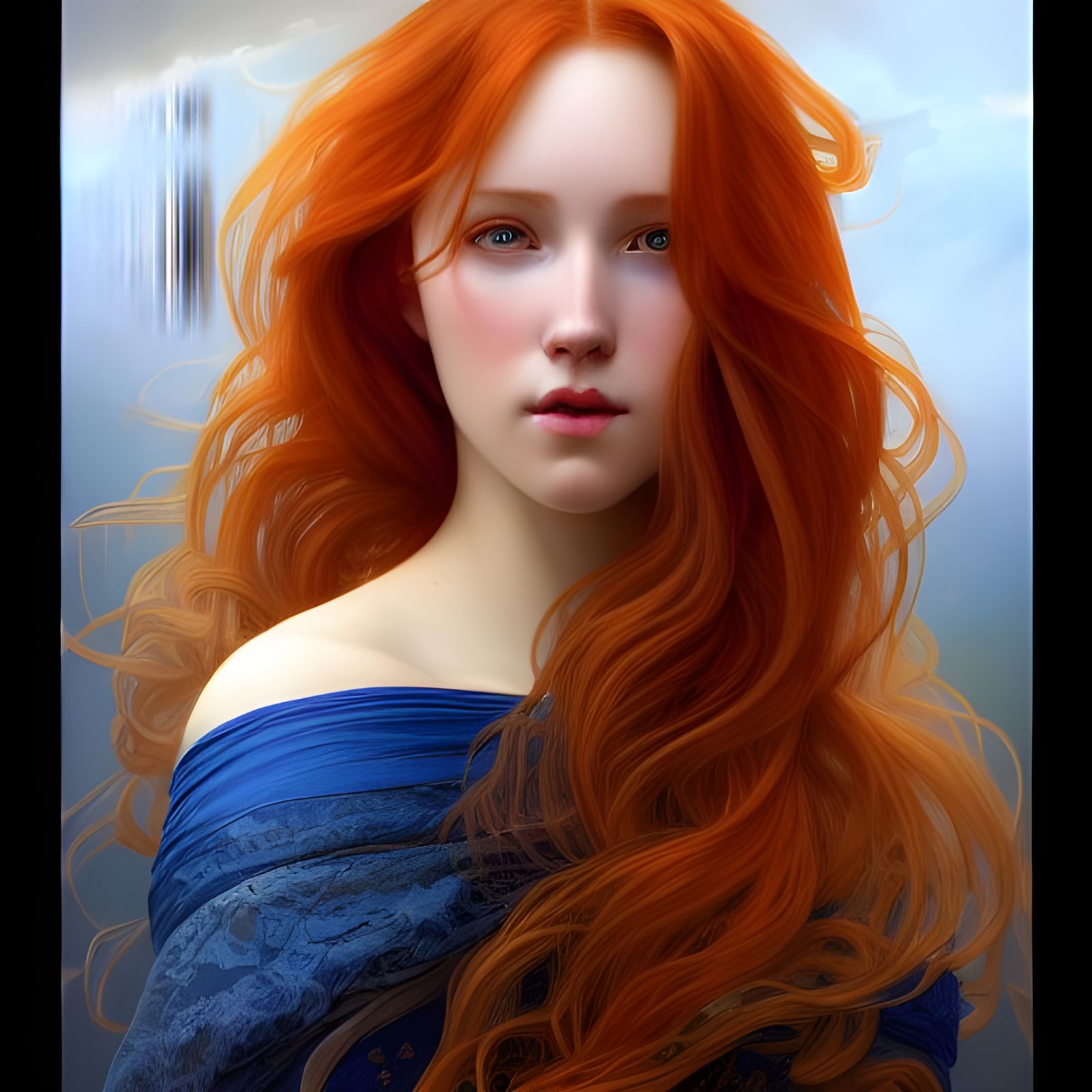 Redhead Goddess Portrait in Hyperdetailed Style