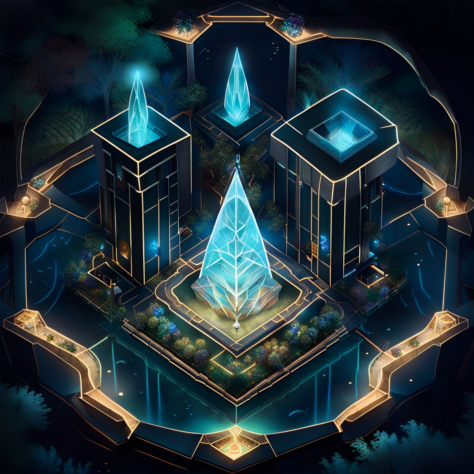 Glowing Crystal Towers of Agartha: Underground City
