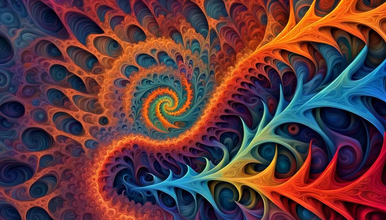 Vivid Fractal Jelly Coils in Impasto Oil Painting