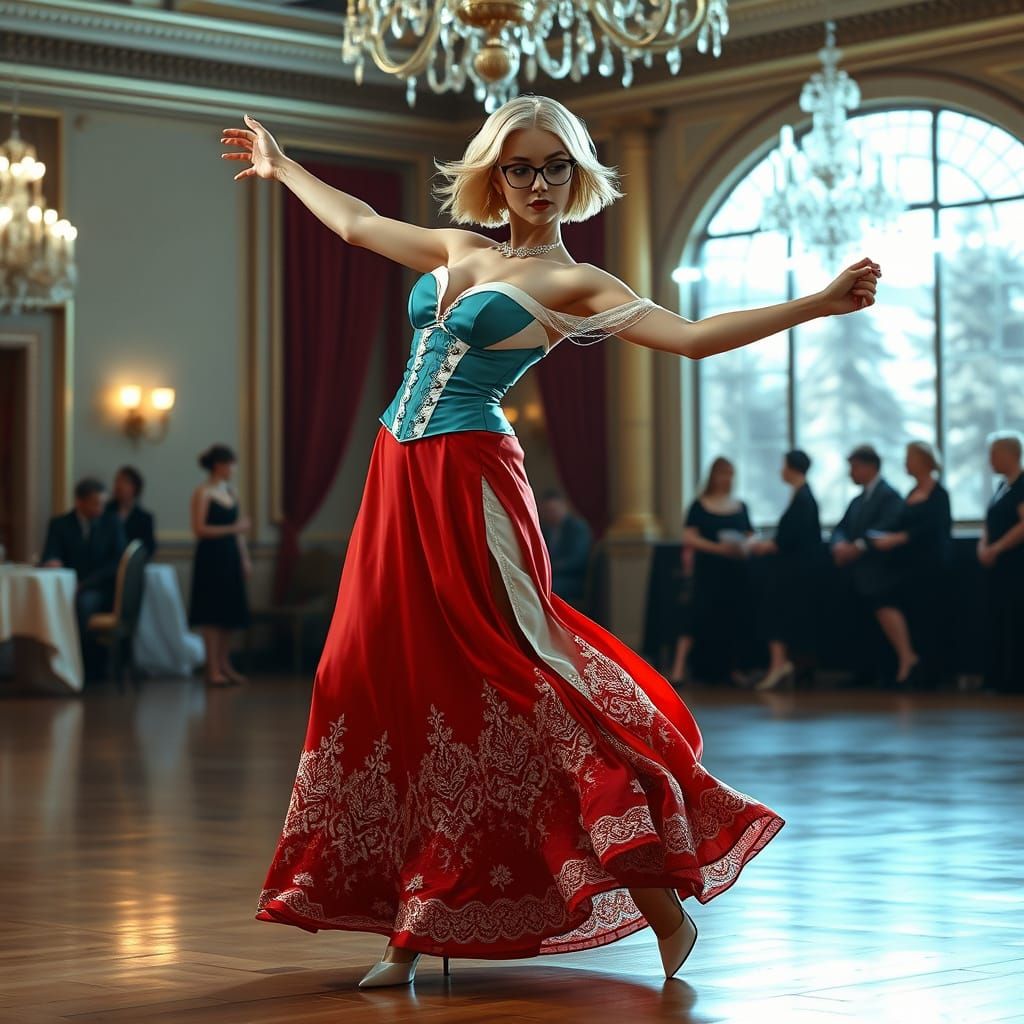 Woman Dancing in Ballroom Inspired by Kirigami Art