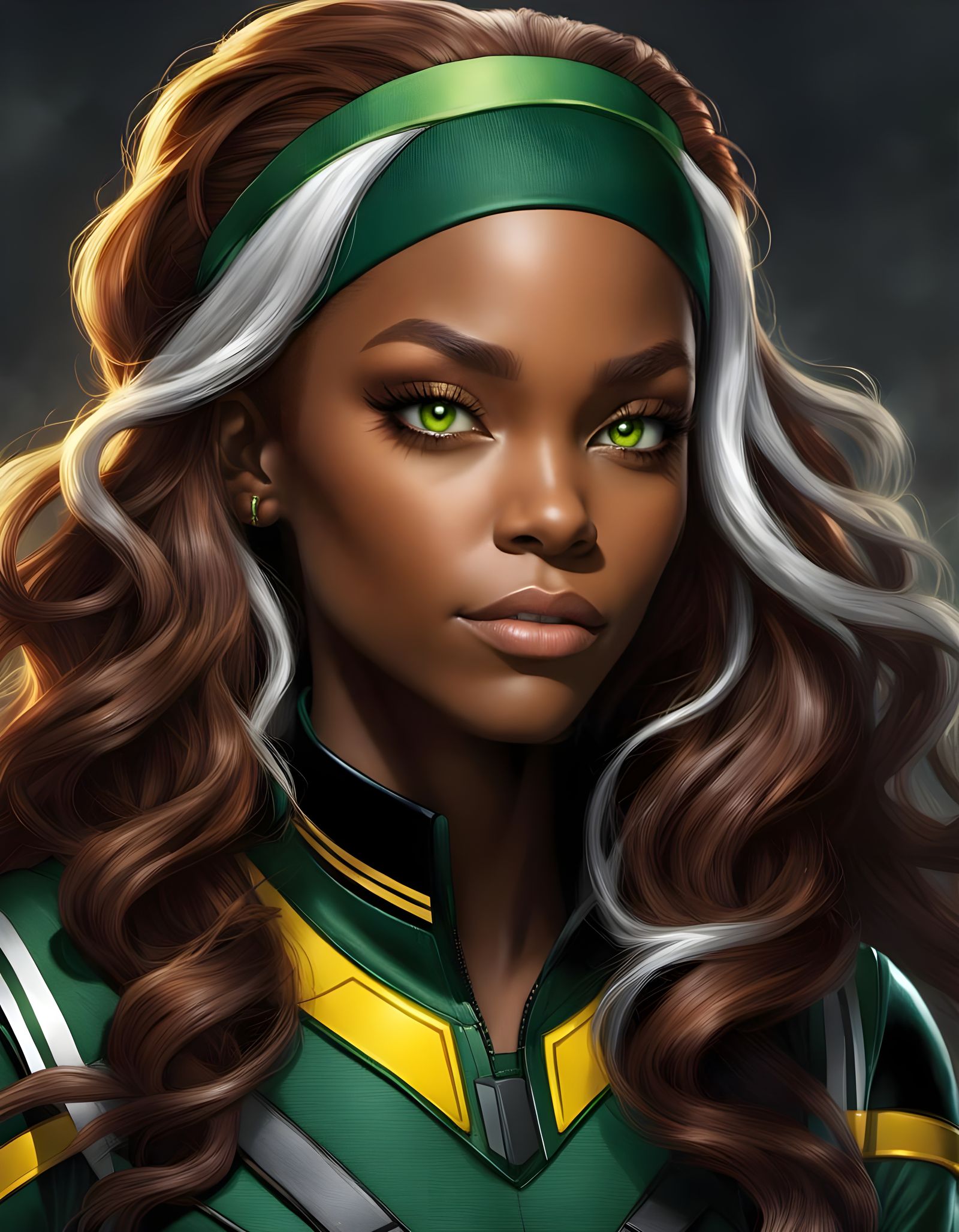Rogue, the X-Men Superheroine, in Stunning Green and Black U...