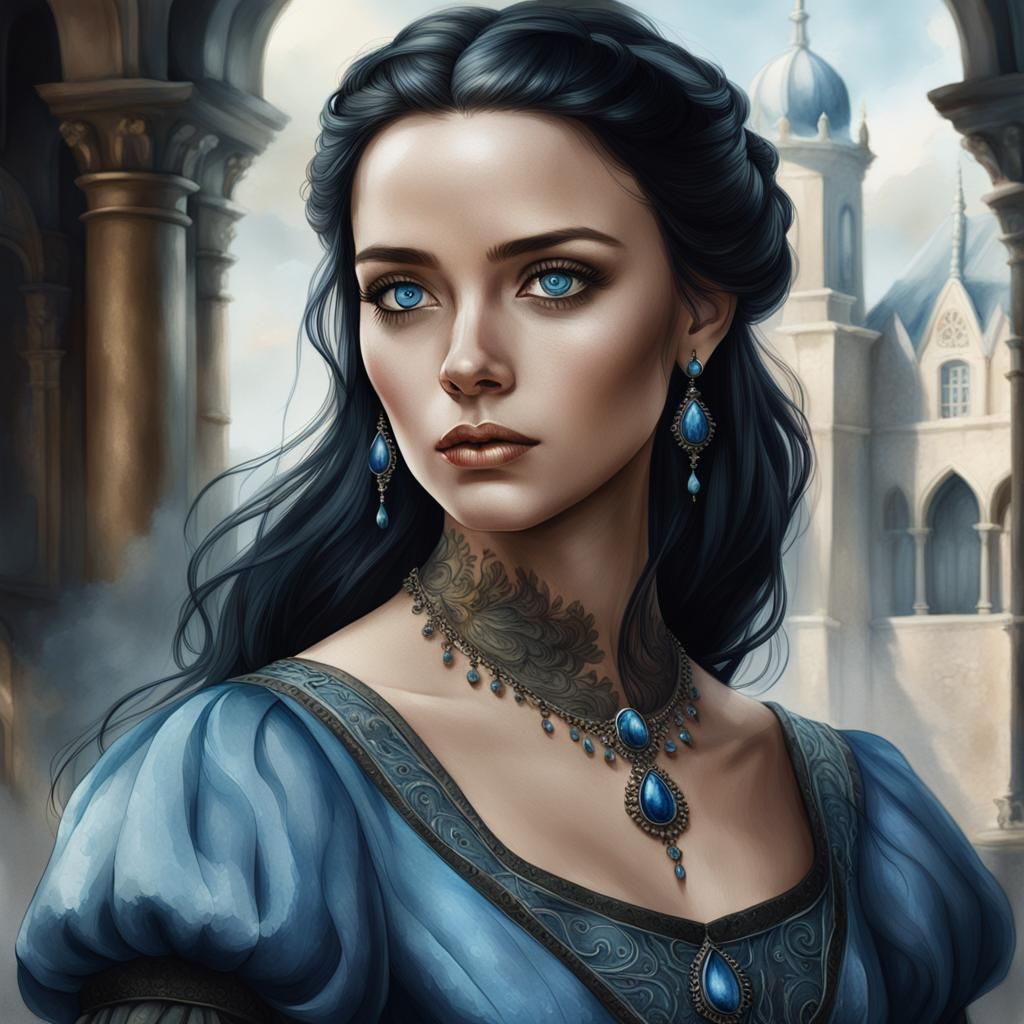 Noble Woman Portrait in Watercolor Style